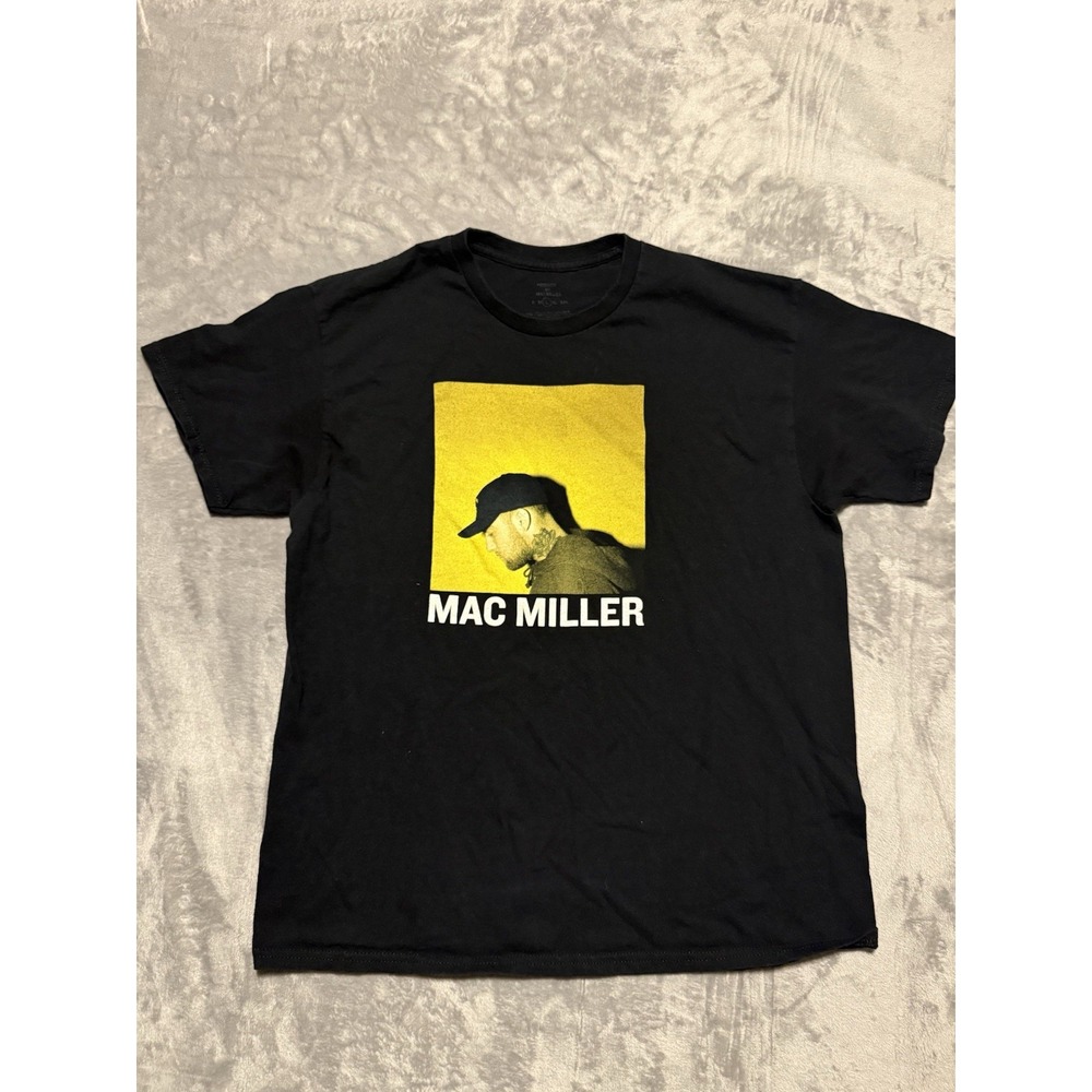 Mac Miller T-Shirt Mens Large Black Rap Tee Graphic Print Short Sleeve Tour